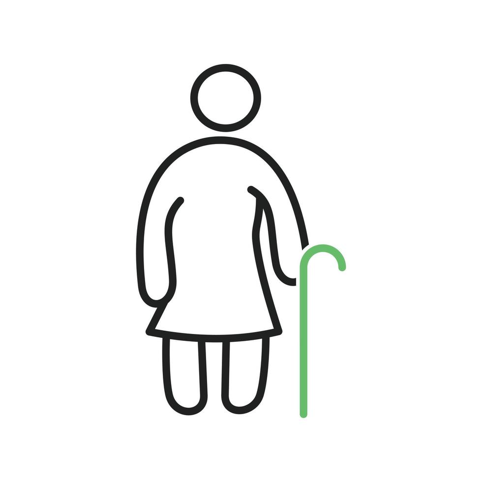 Old Woman Line Green and Black Icon vector
