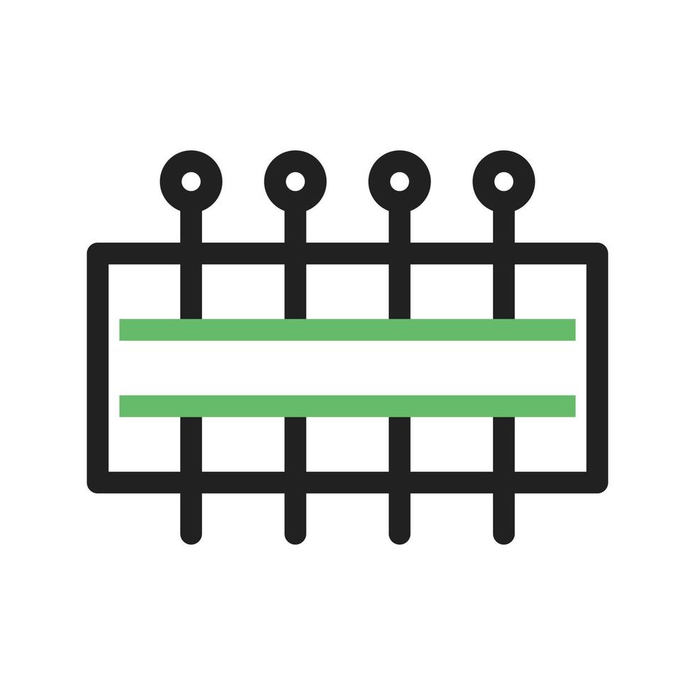 línea de soporte de agujas icono verde y negro vector