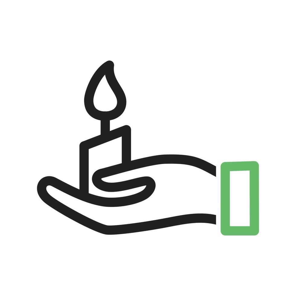 sosteniendo la línea de velas icono verde y negro vector