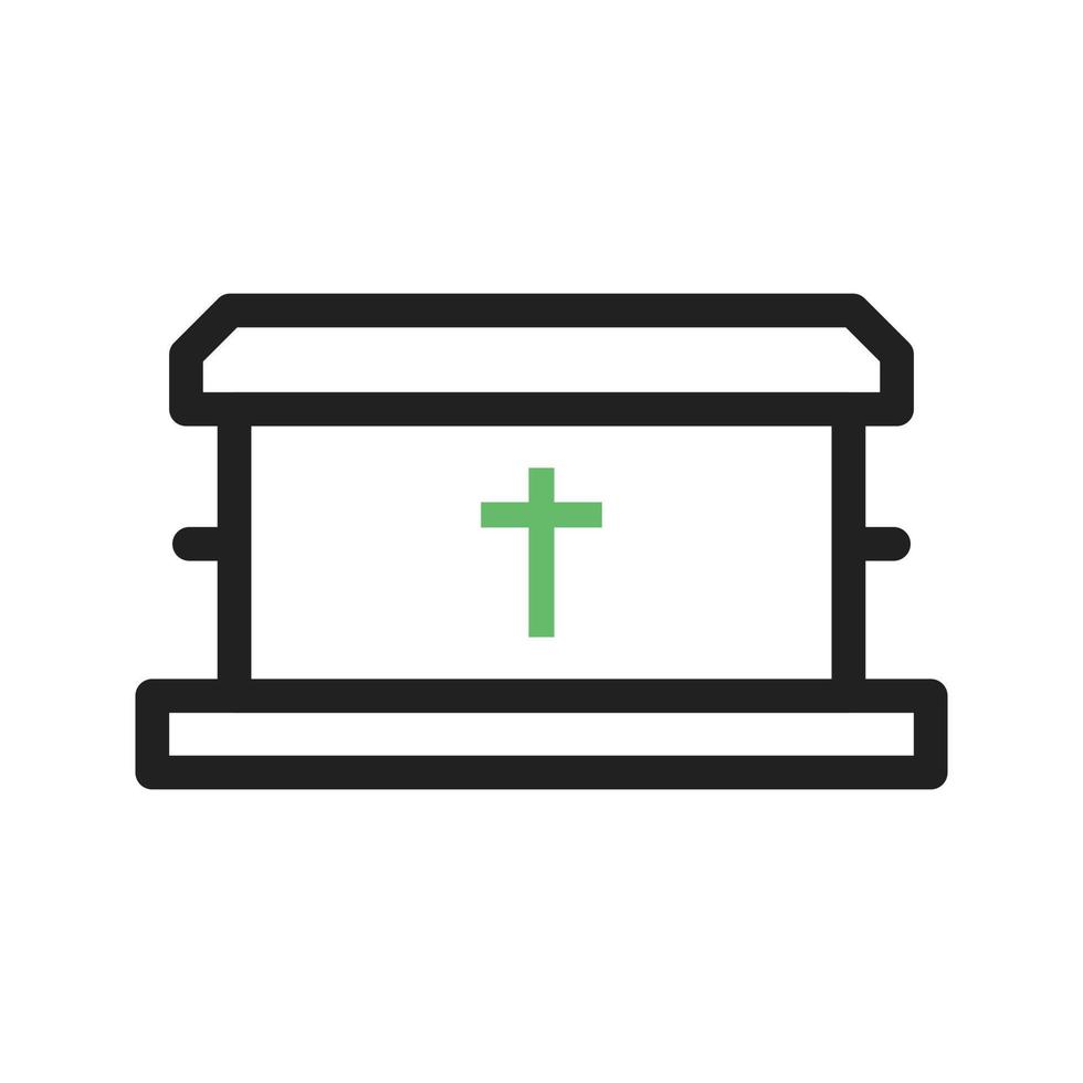 Coffin II Line Green and Black Icon vector