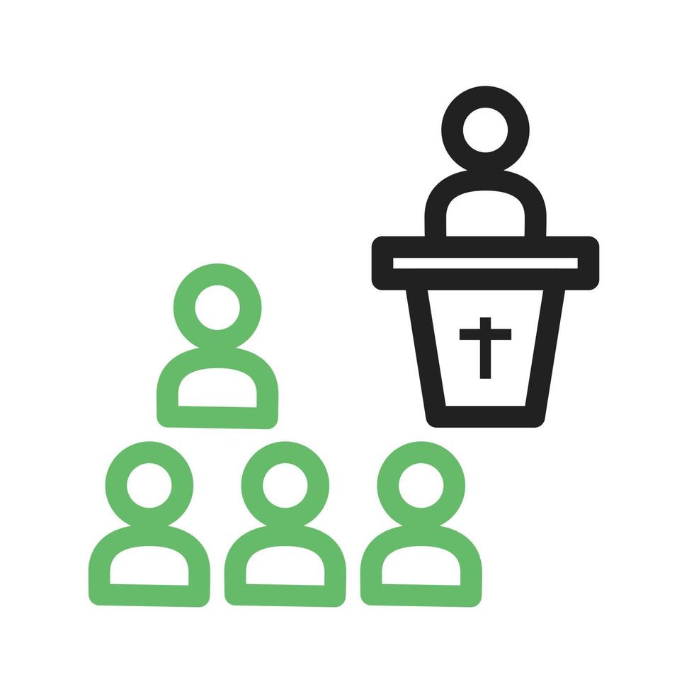 Funeral Sermon Line Green and Black Icon vector