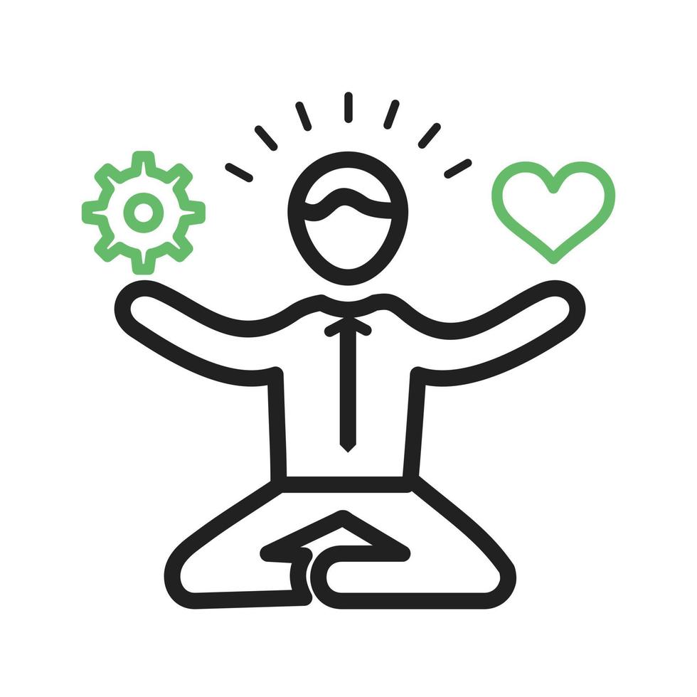 Stress Management Skills Line Green and Black Icon vector