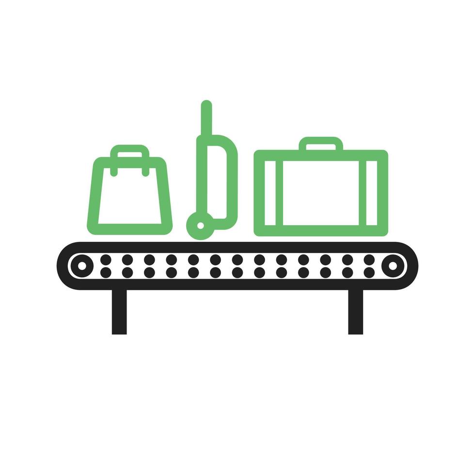 línea de carrusel de equipaje icono verde y negro vector