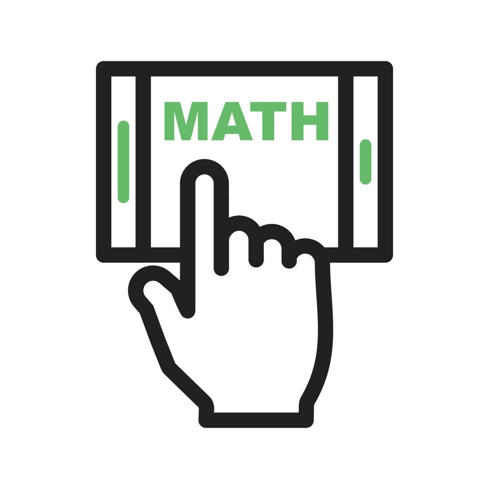 Studying Math on Mobile Line Green and Black Icon vector