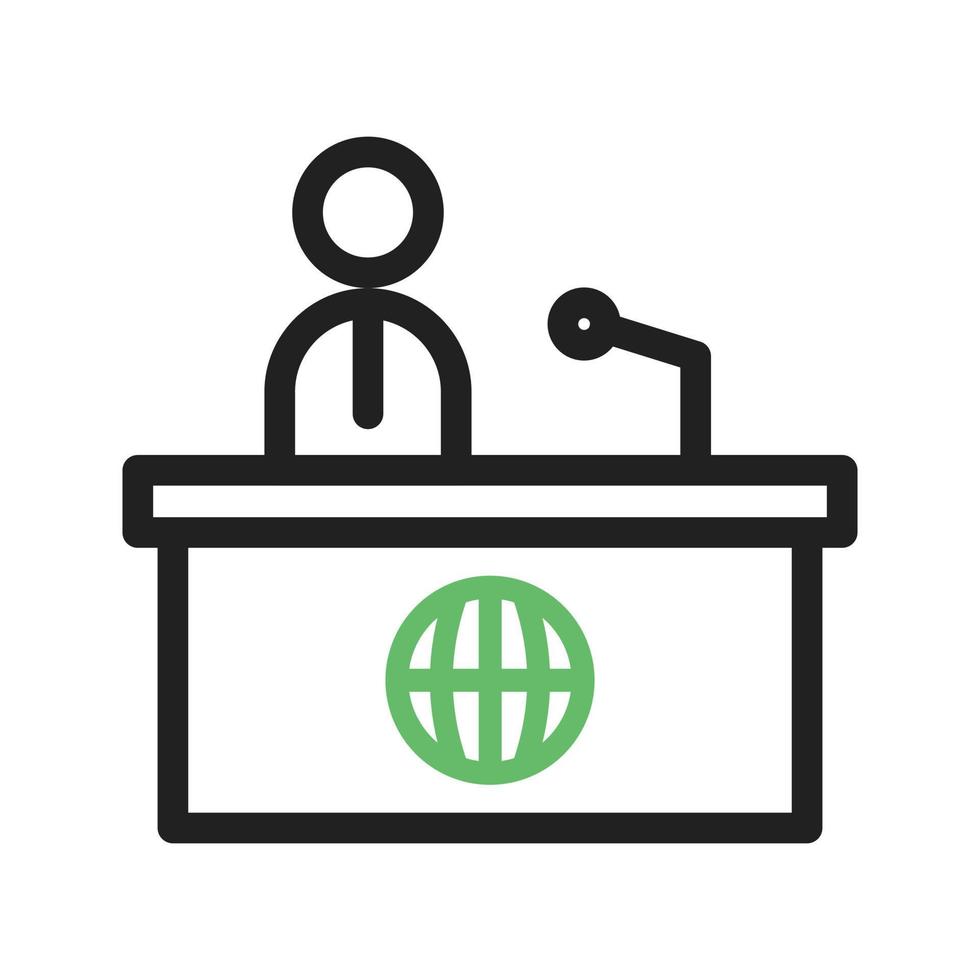 News Desk Line Green and Black Icon vector