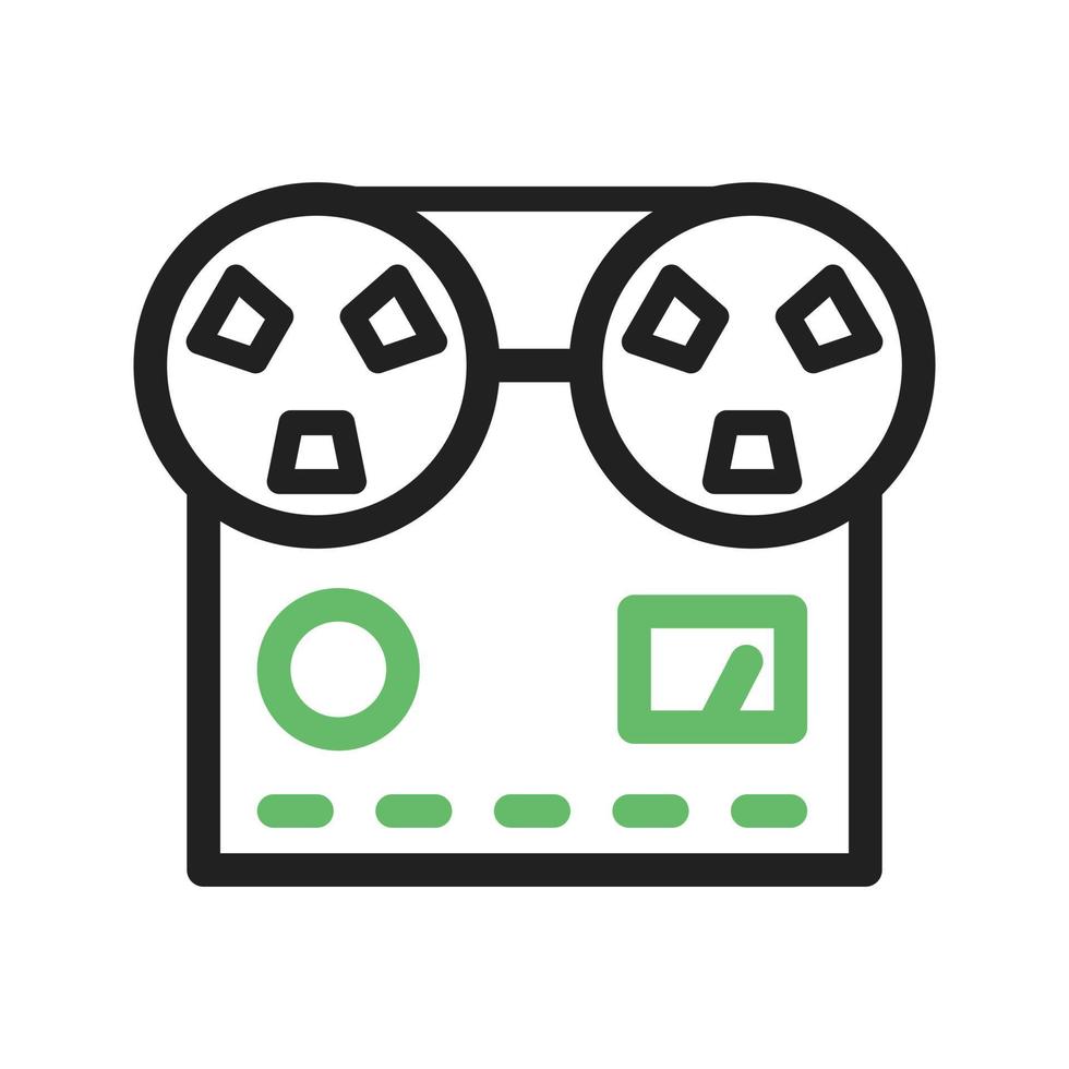 línea de grabadora icono verde y negro vector