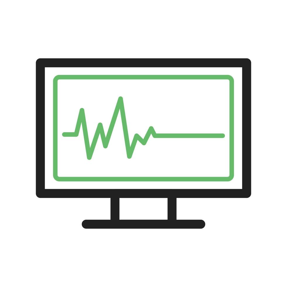 ECG Showing Death Line Green and Black Icon vector
