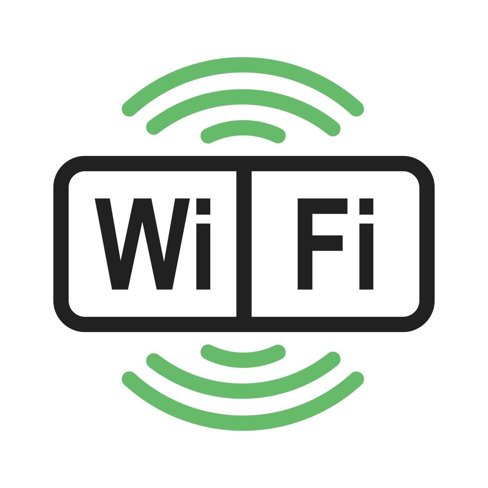 línea de señal wifi icono verde y negro vector