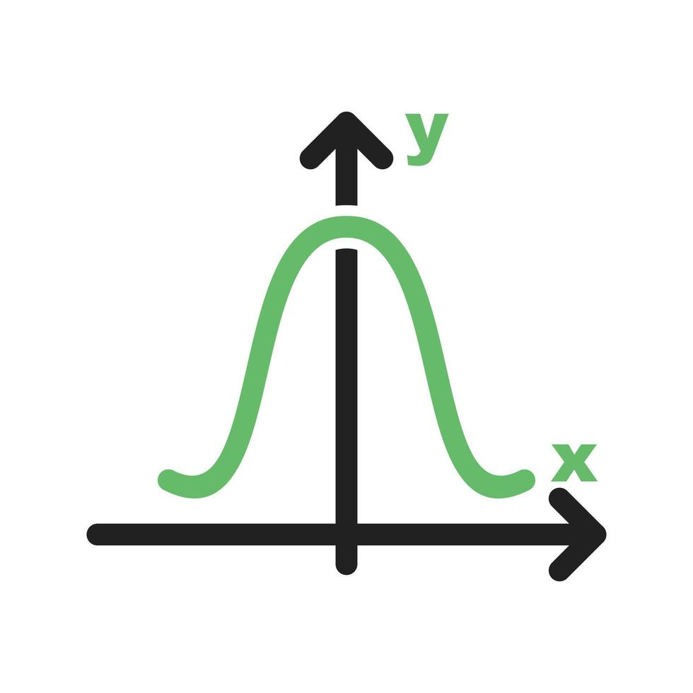 línea de gráfico en forma de campana icono verde y negro vector