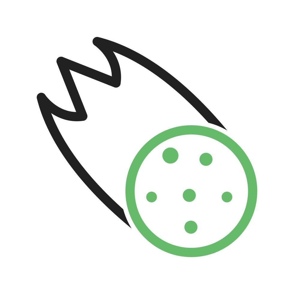 Falling Asteroid Line Green and Black Icon vector