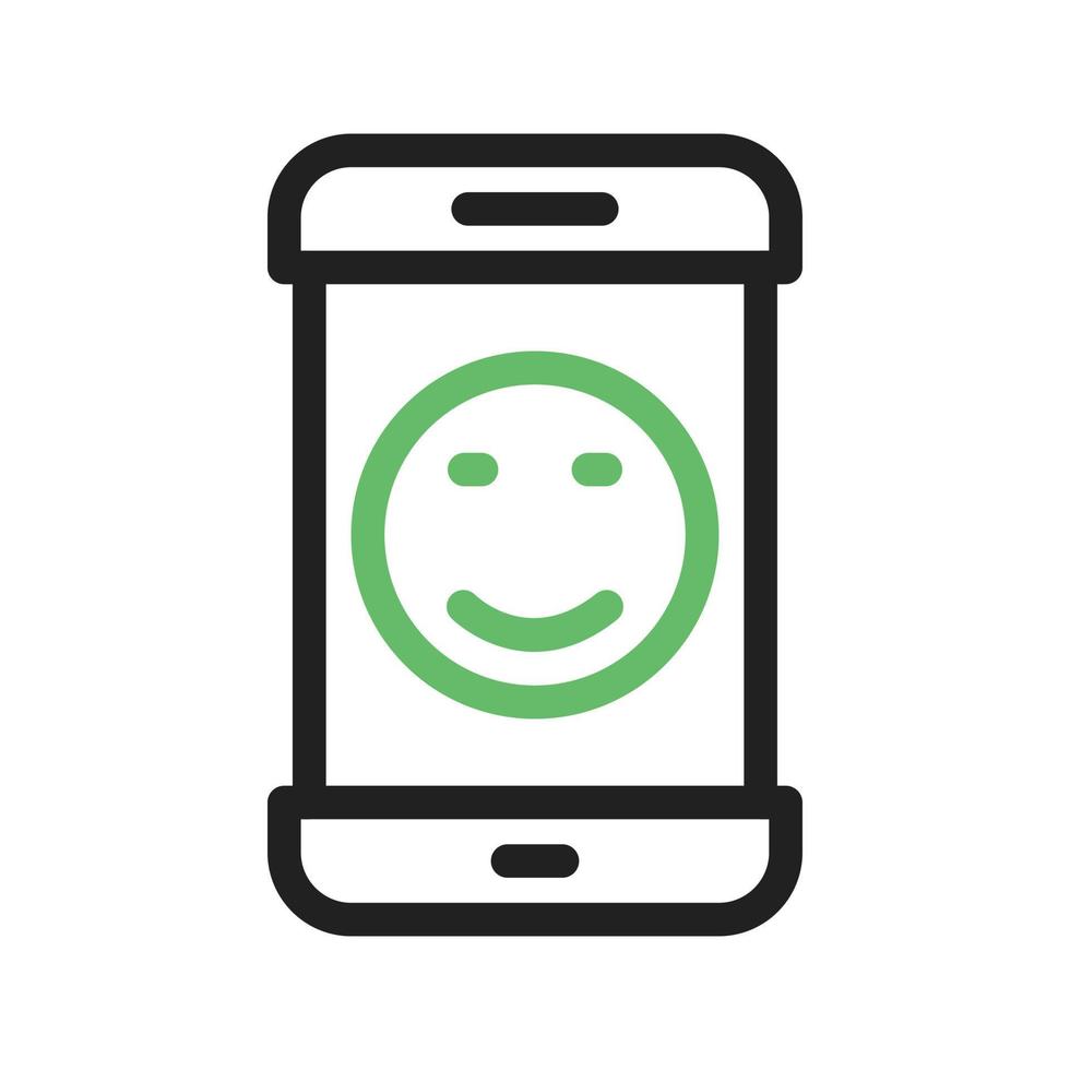 Happy Face Line Green and Black Icon vector
