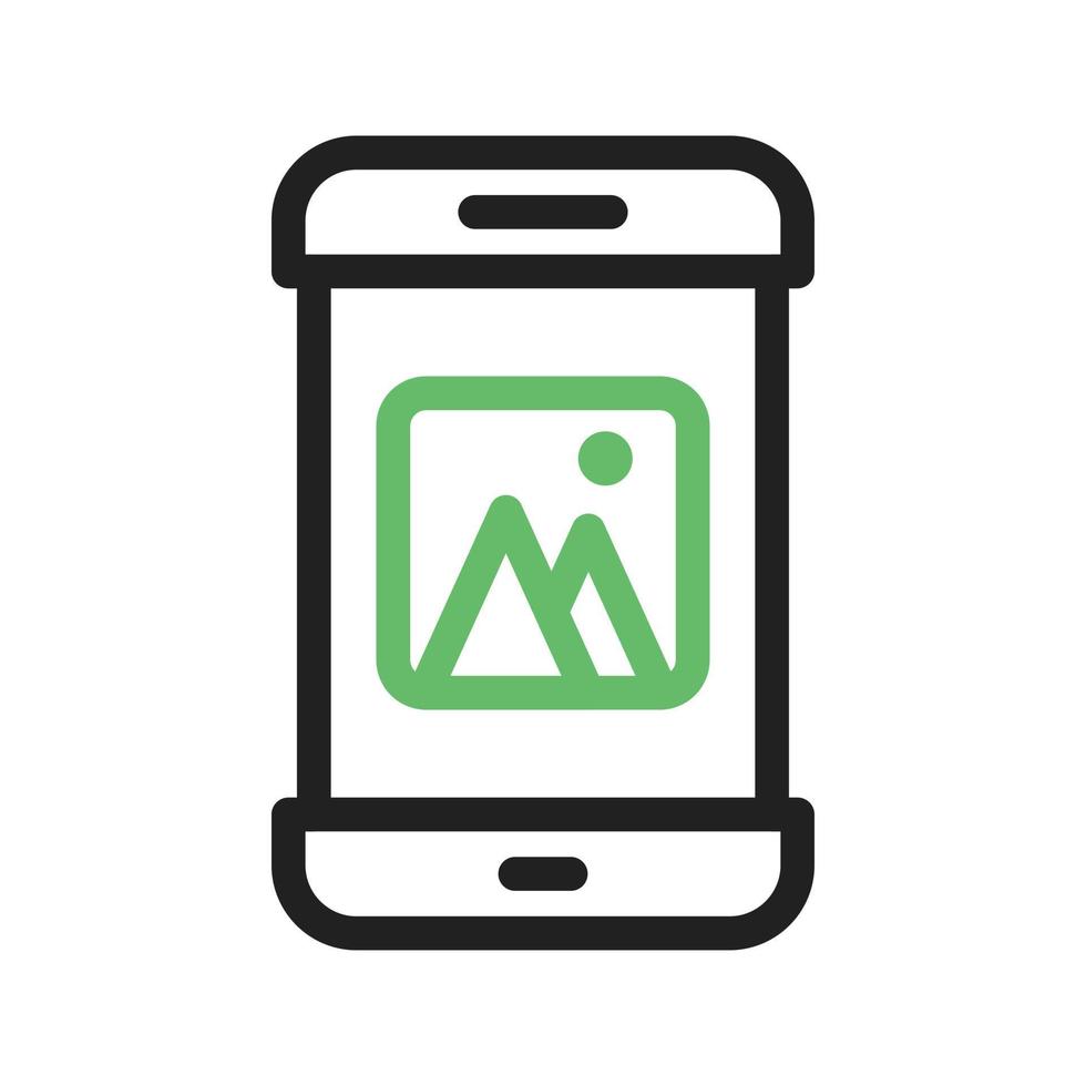 Photos App Line Green and Black Icon vector