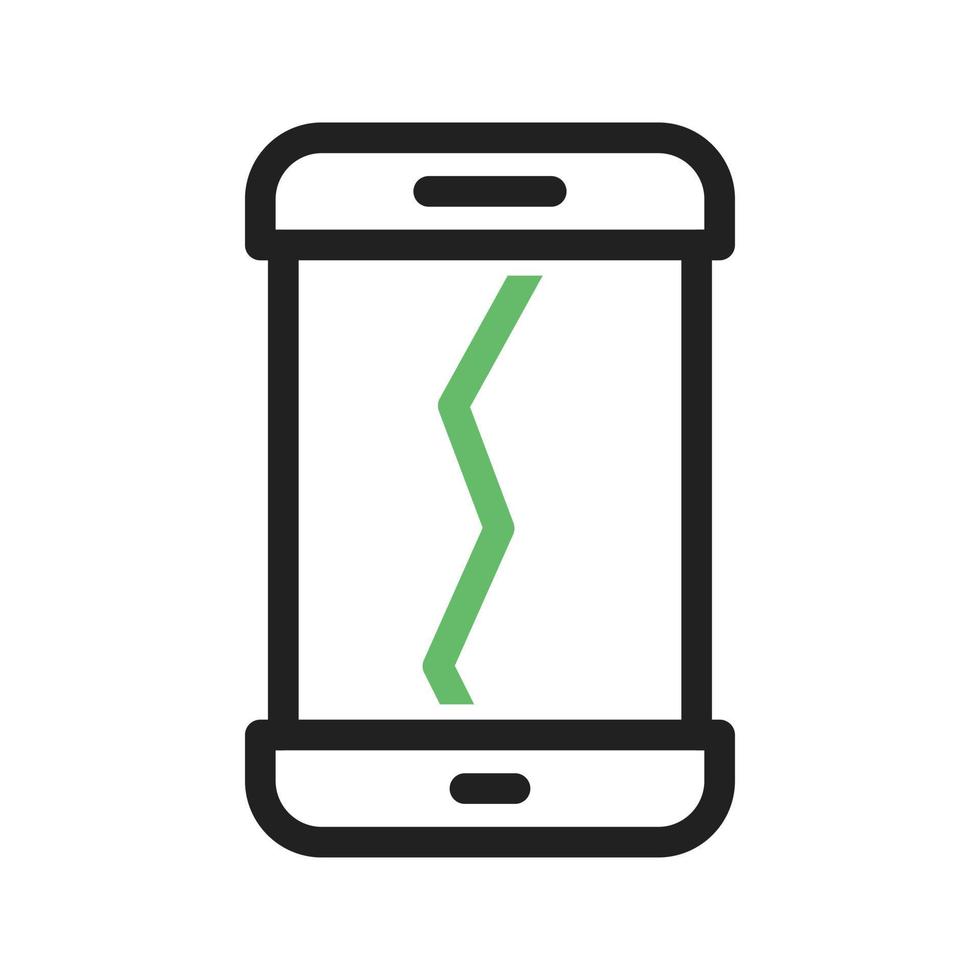 Broken Cell Phone Line Green and Black Icon vector