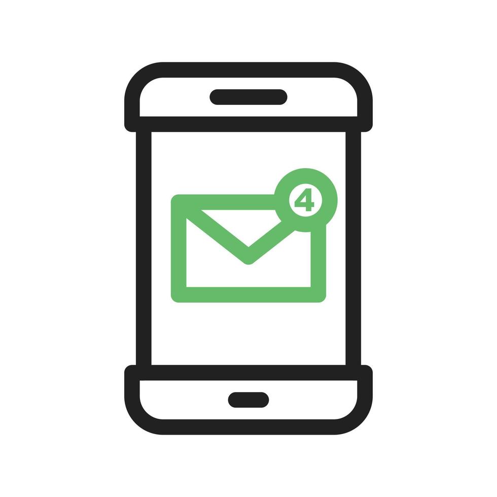 New Messages Line Green and Black Icon vector