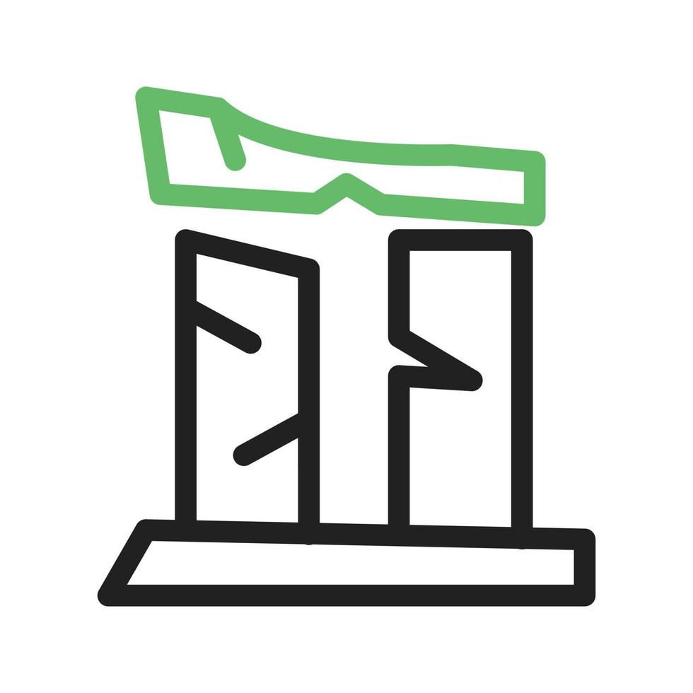 Broken Pillar Line Green and Black Icon vector