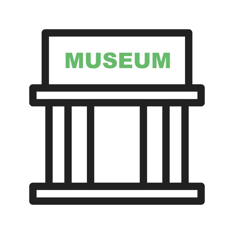 Museum Building II Line Green and Black Icon vector