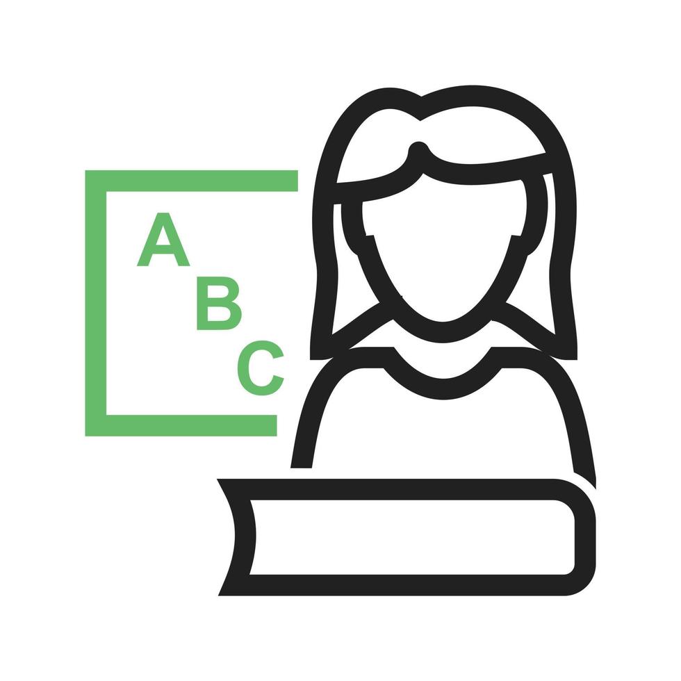 Teacher Female Line Green and Black Icon vector