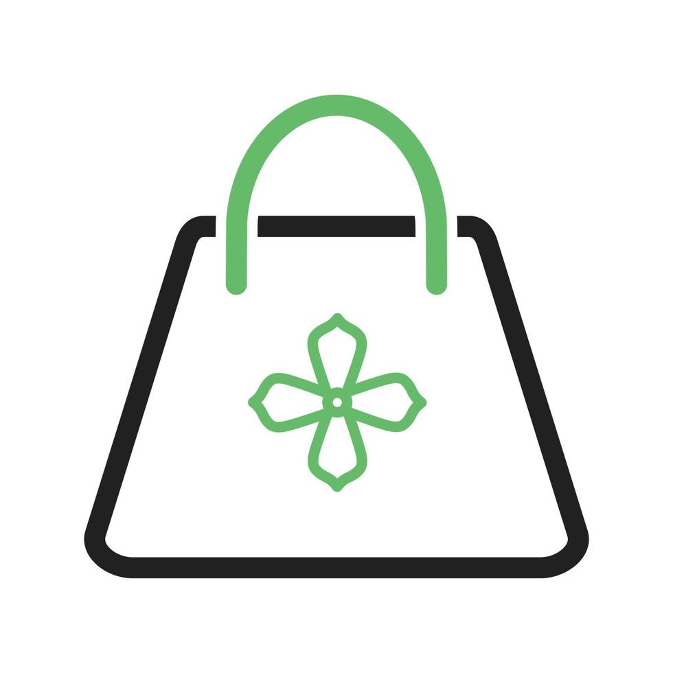 línea de bolso icono verde y negro vector