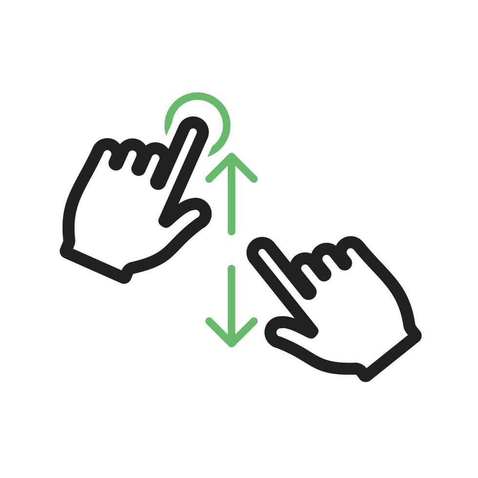 Tap and Scroll Line Green and Black Icon vector