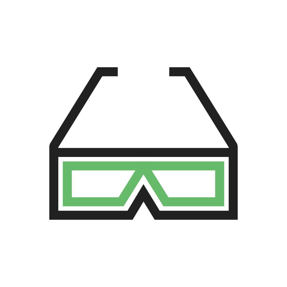 Línea de gafas 3d icono verde y negro vector