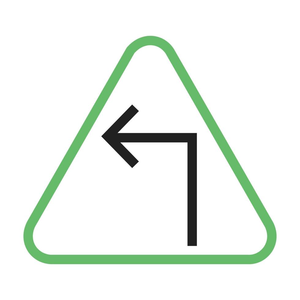 Sharp left turn Line Green and Black Icon vector