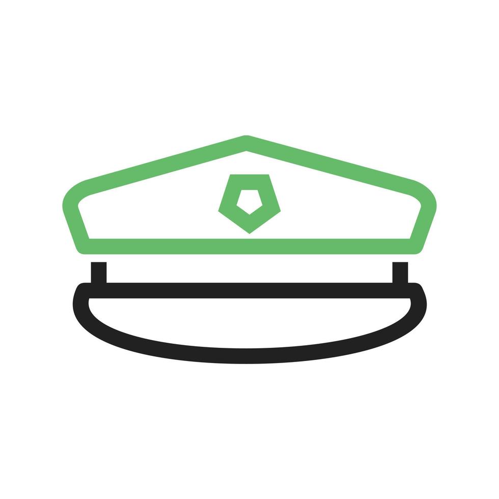 línea de sombrero militar icono verde y negro vector