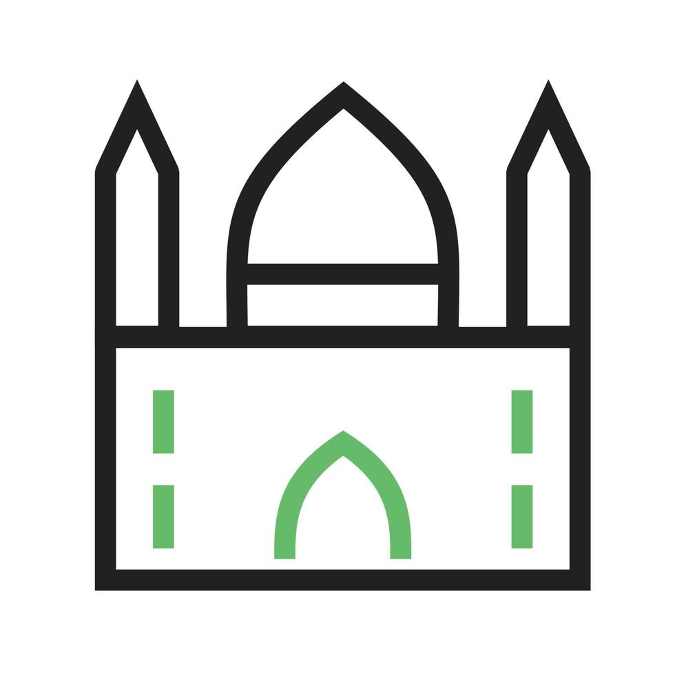 línea de mezquita icono verde y negro vector