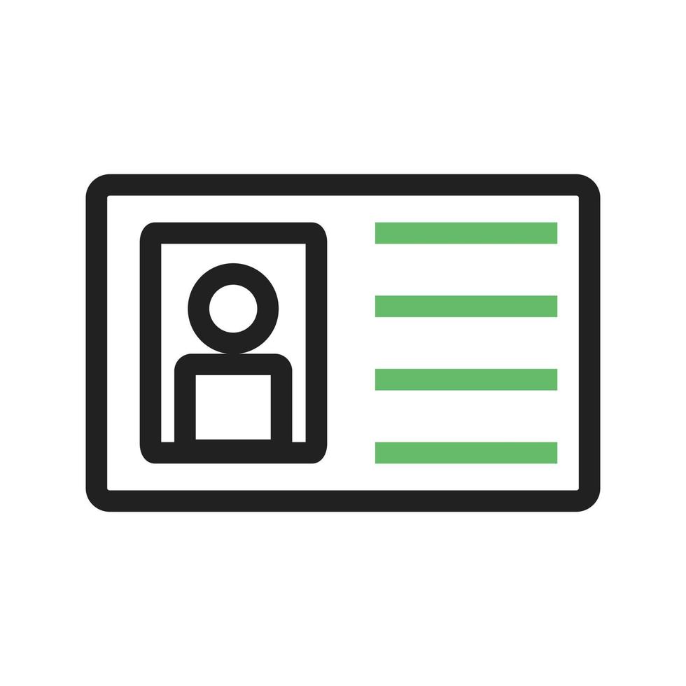 tarjeta de identidad i línea icono verde y negro vector