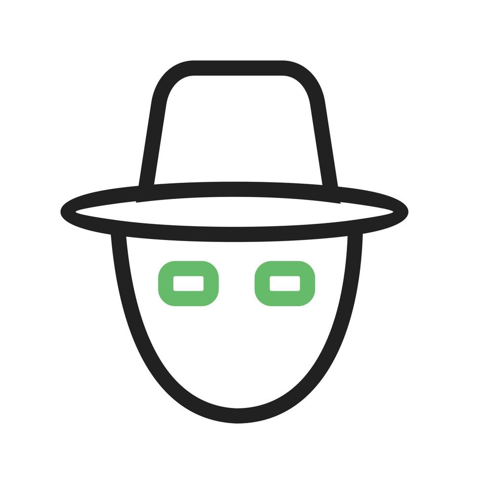 línea de máscara de hacker icono verde y negro vector