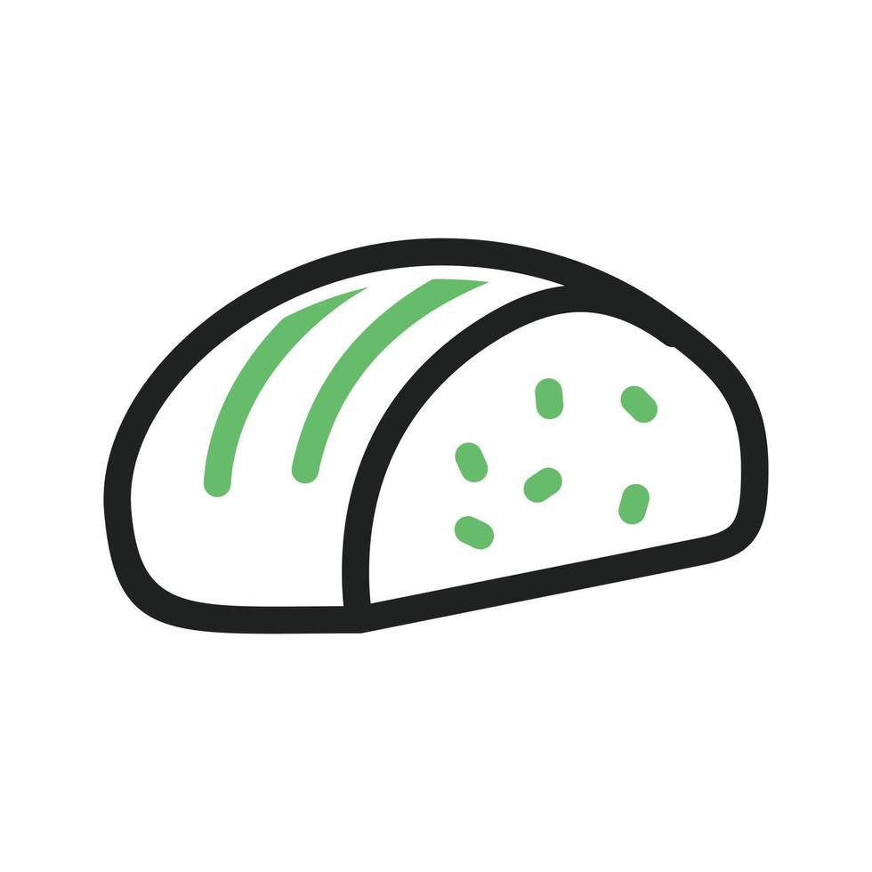 Sliced loaf of Bread Line Green and Black Icon vector