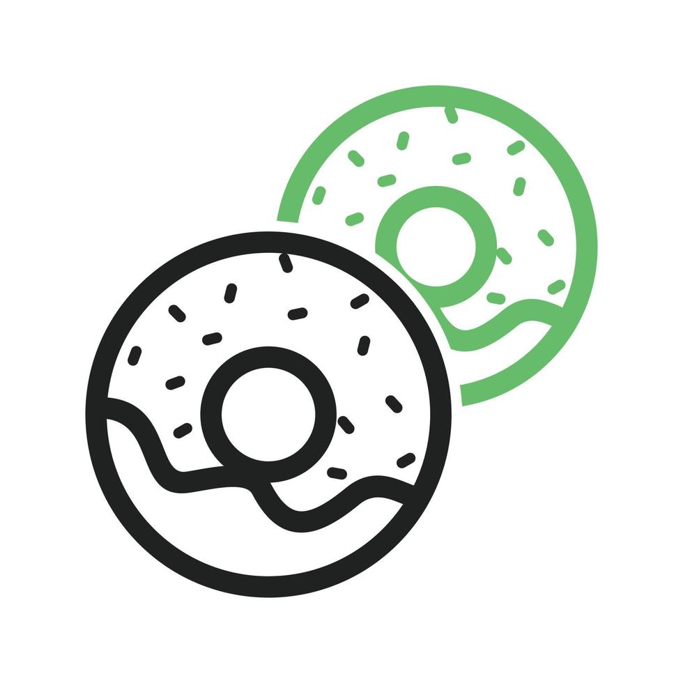 línea de donuts icono verde y negro vector