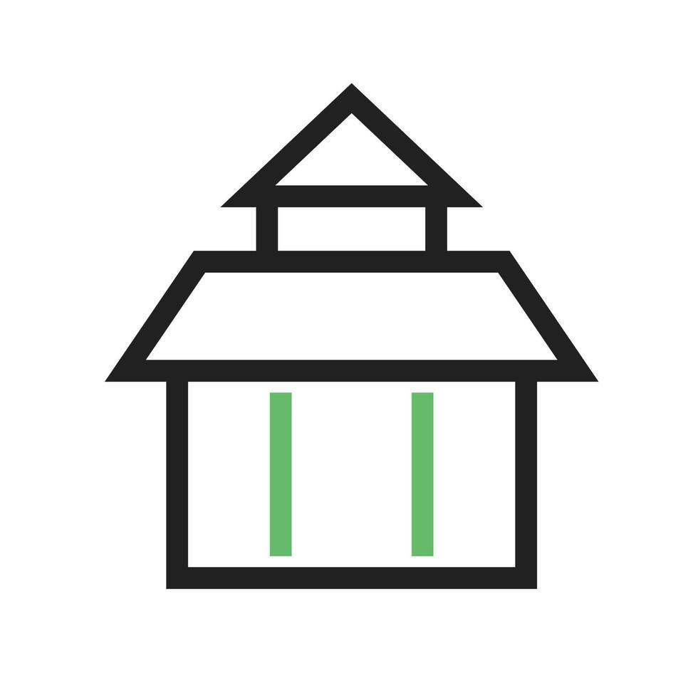 Chinese Temple Line Green and Black Icon vector