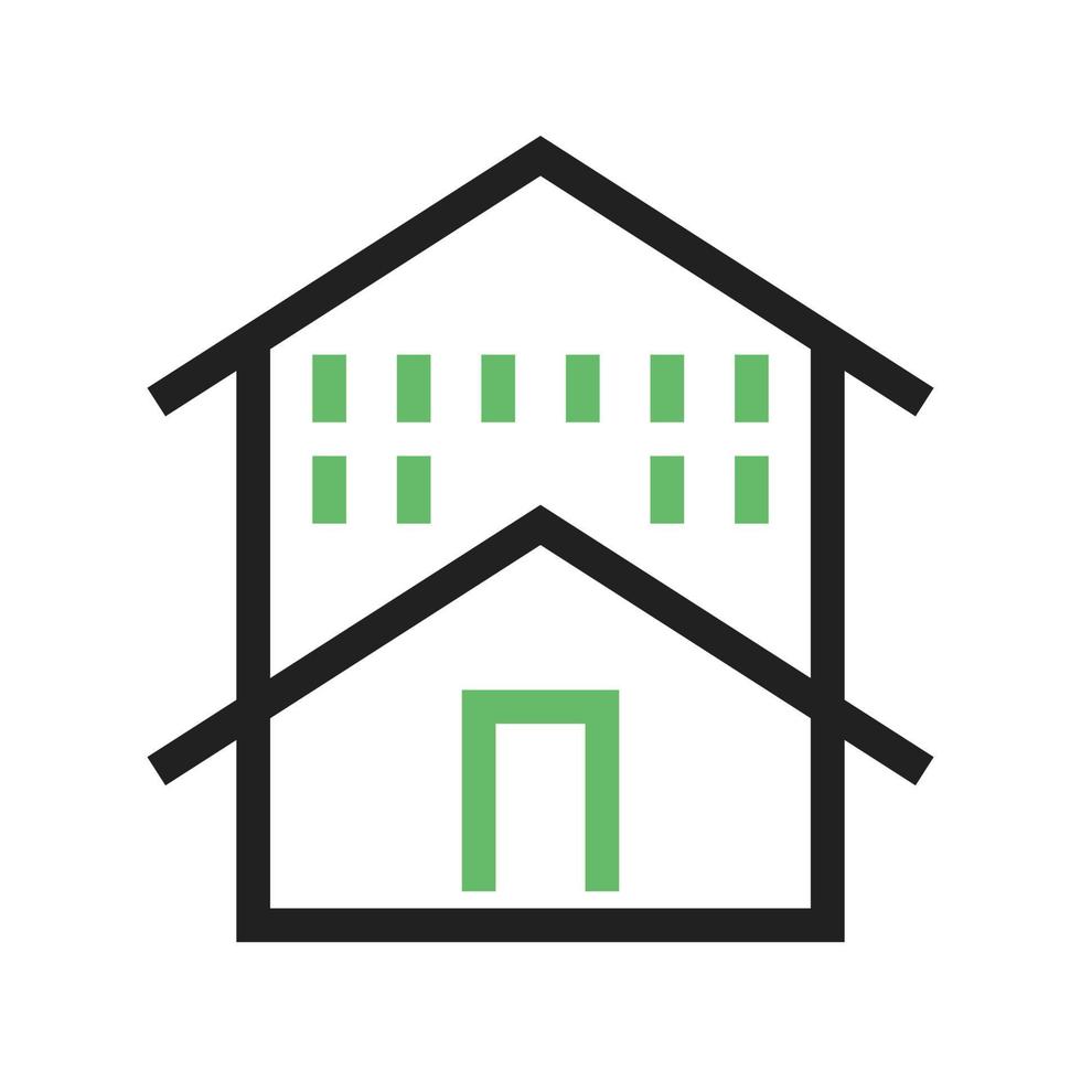 Large House Line Green and Black Icon vector