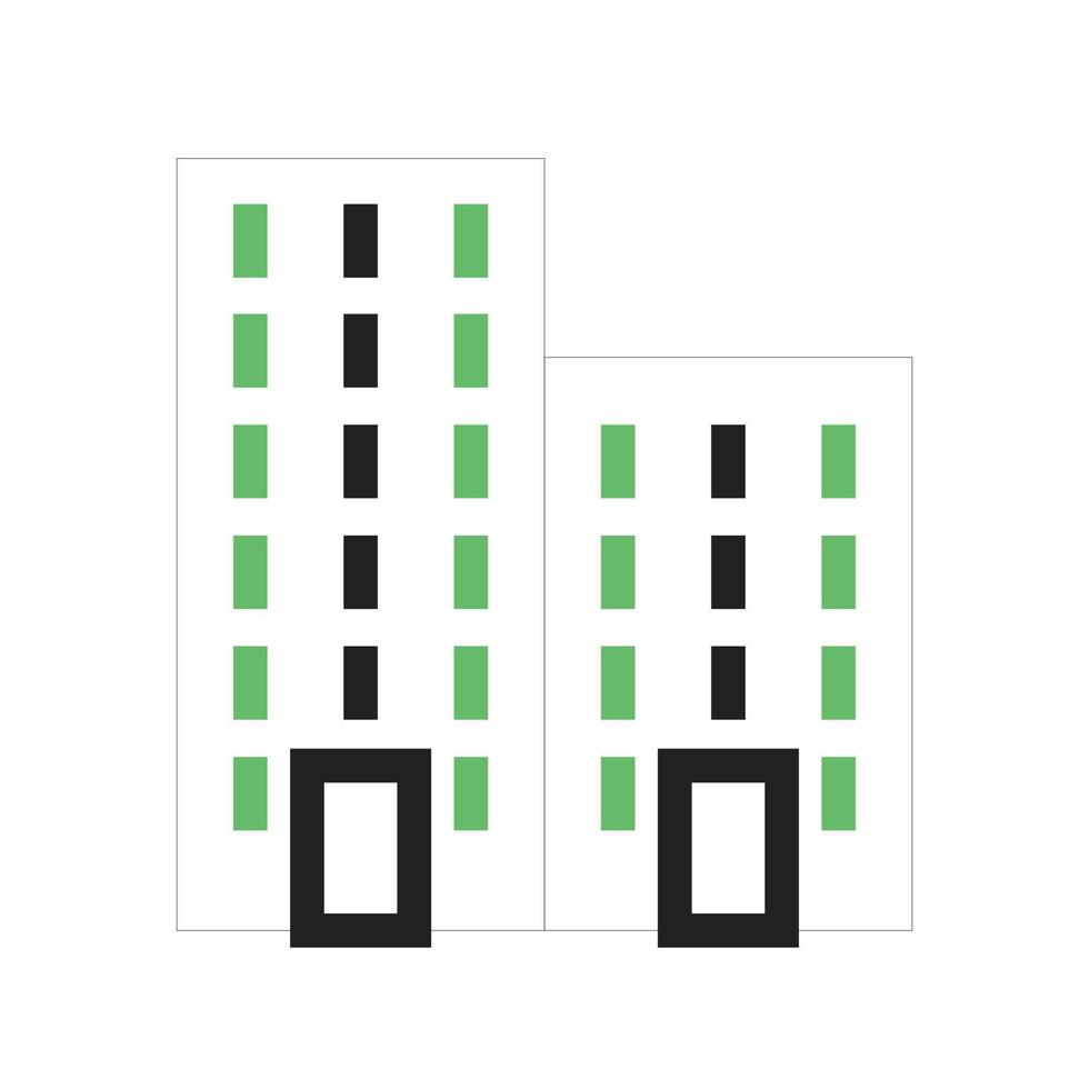 Residential Plaza Line Green and Black Icon vector