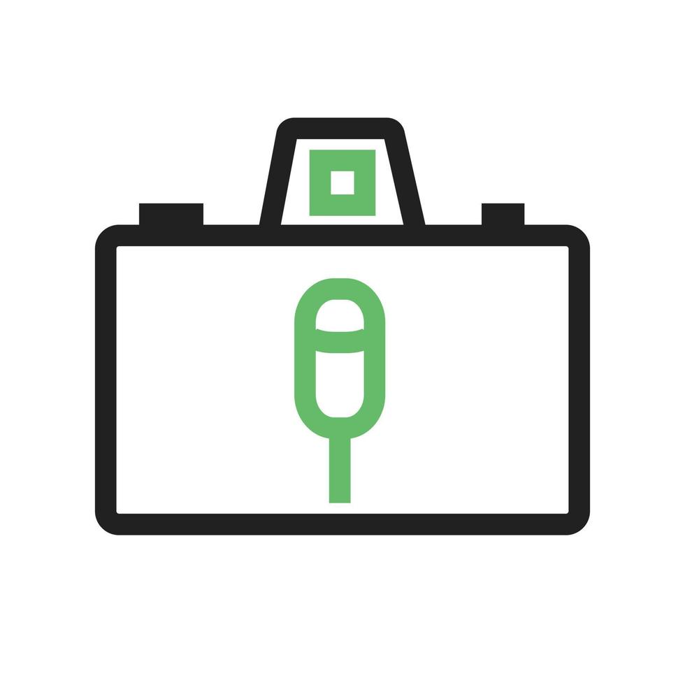 Perm Camera Mic Line Green and Black Icon vector