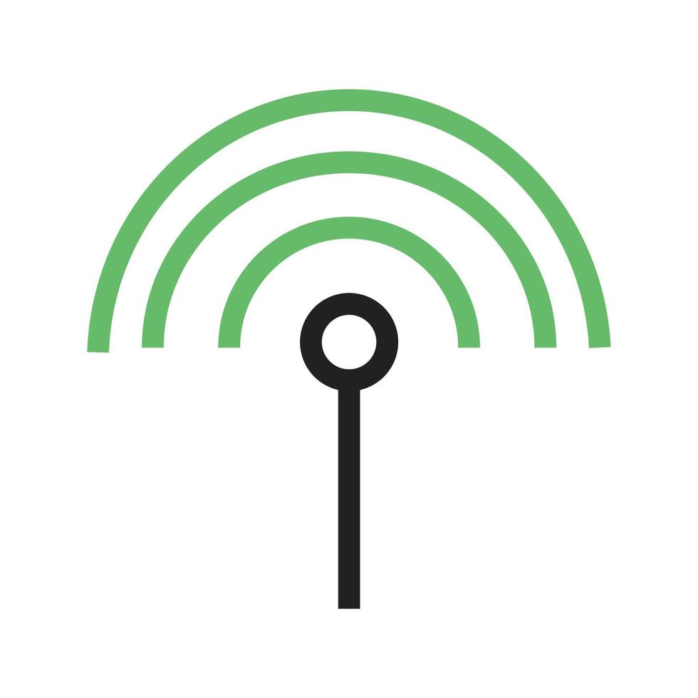 configuración línea de antena de entrada icono verde y negro vector