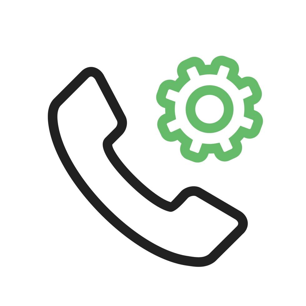 Settings Phone Line Green and Black Icon vector