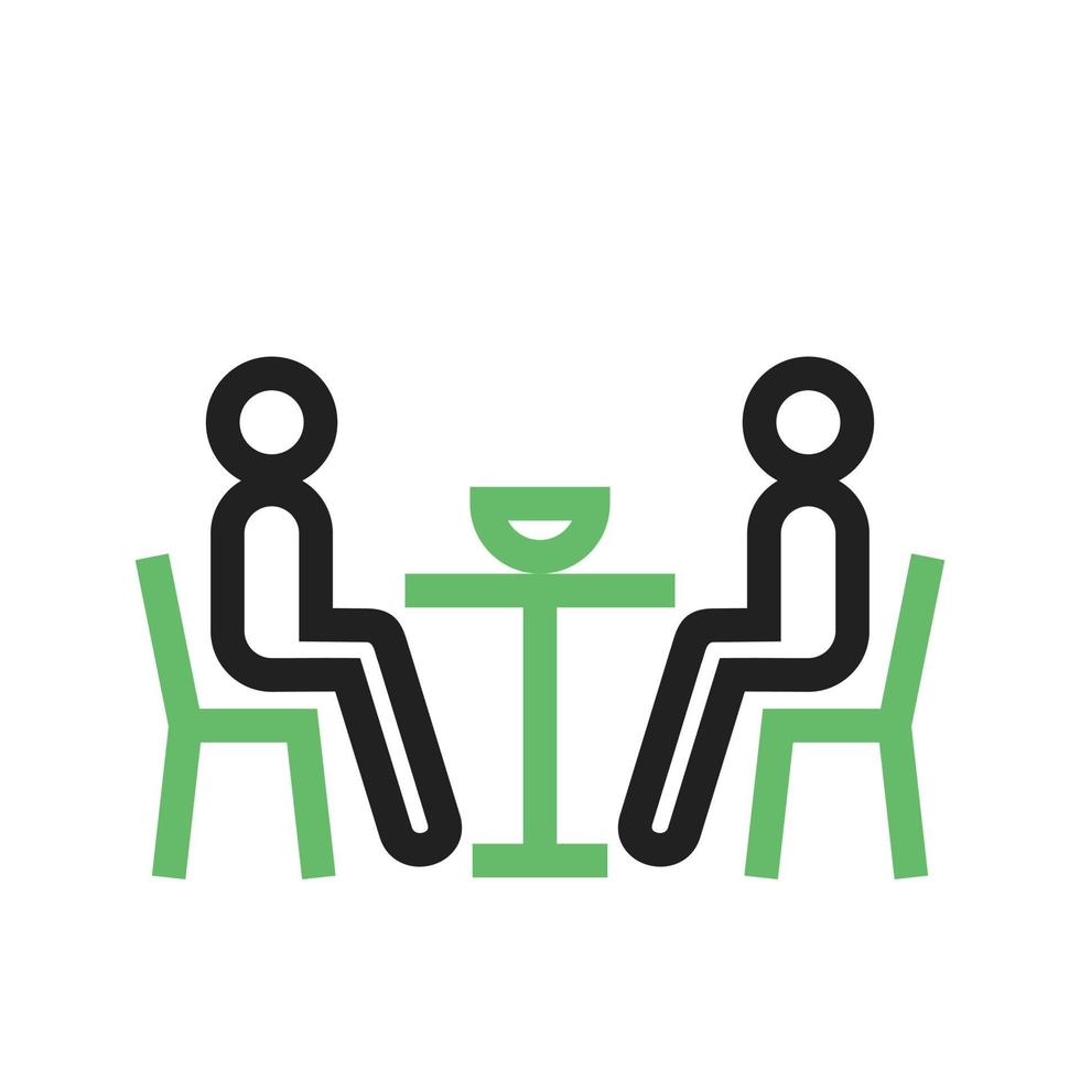 Having dinner Line Green and Black Icon vector