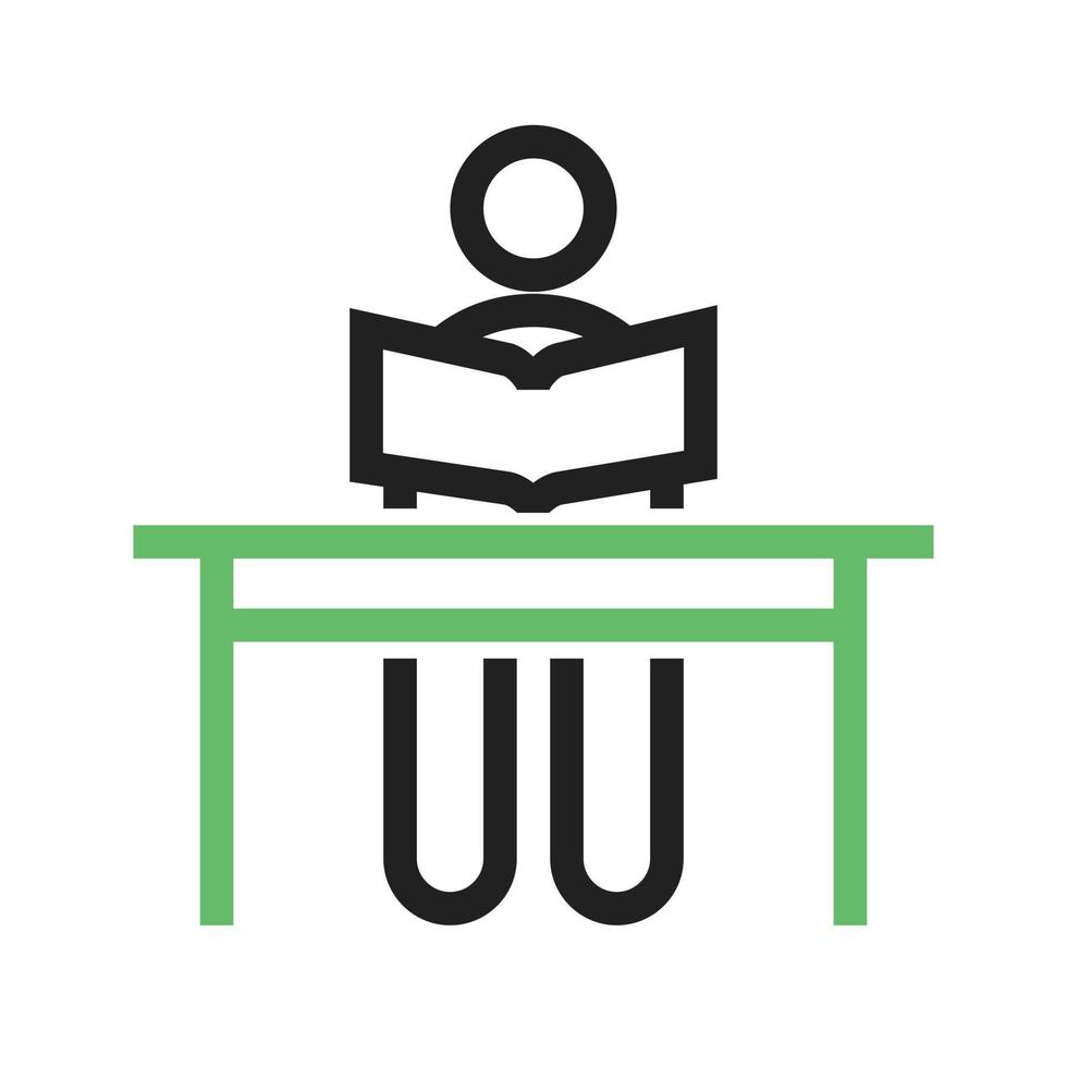 Sitting in class Line Green and Black Icon vector