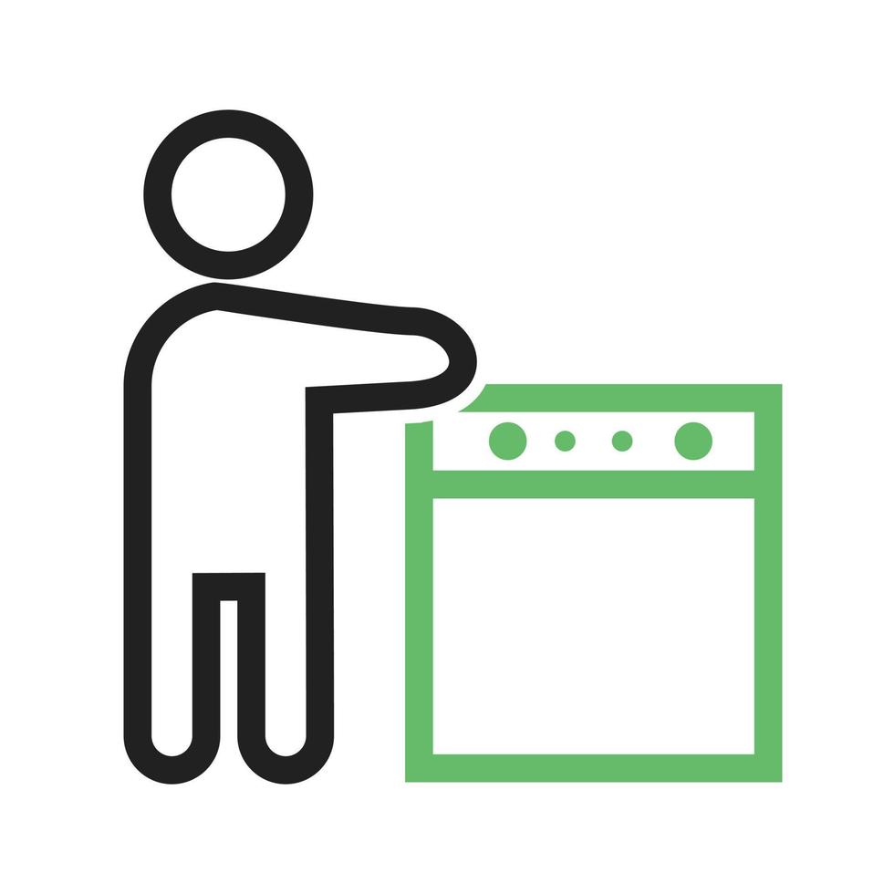 línea de utensilios de lavado icono verde y negro vector