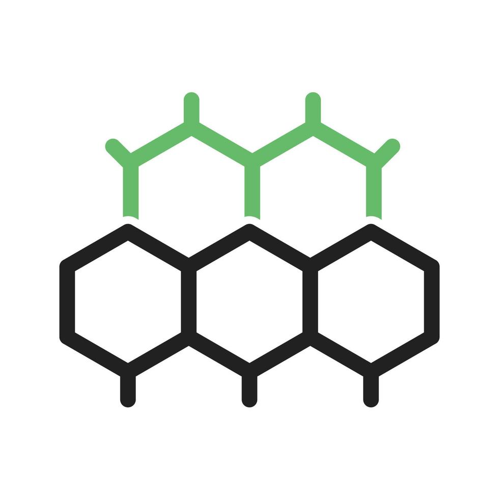 línea de estructura molecular icono verde y negro vector