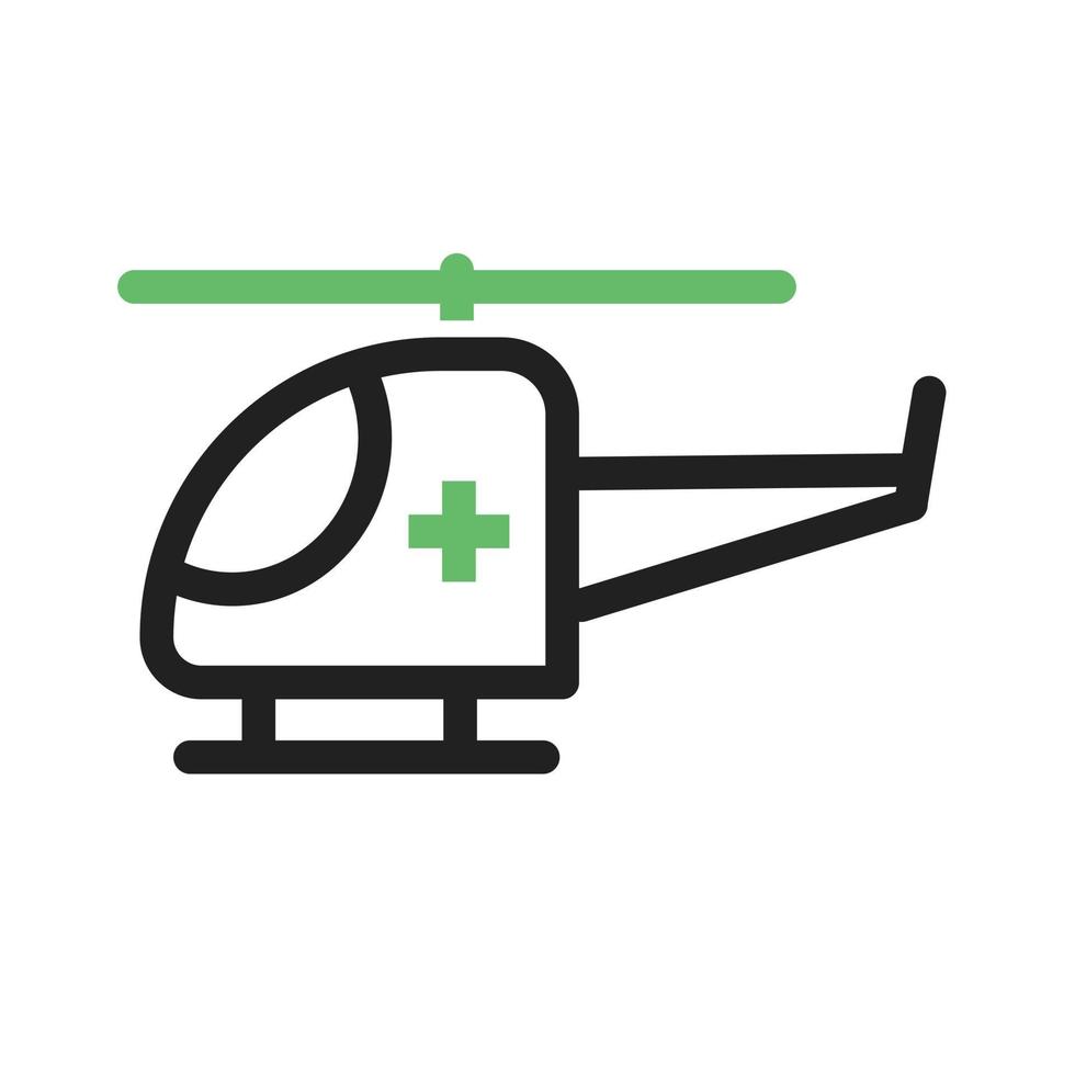 línea de helicóptero icono verde y negro vector