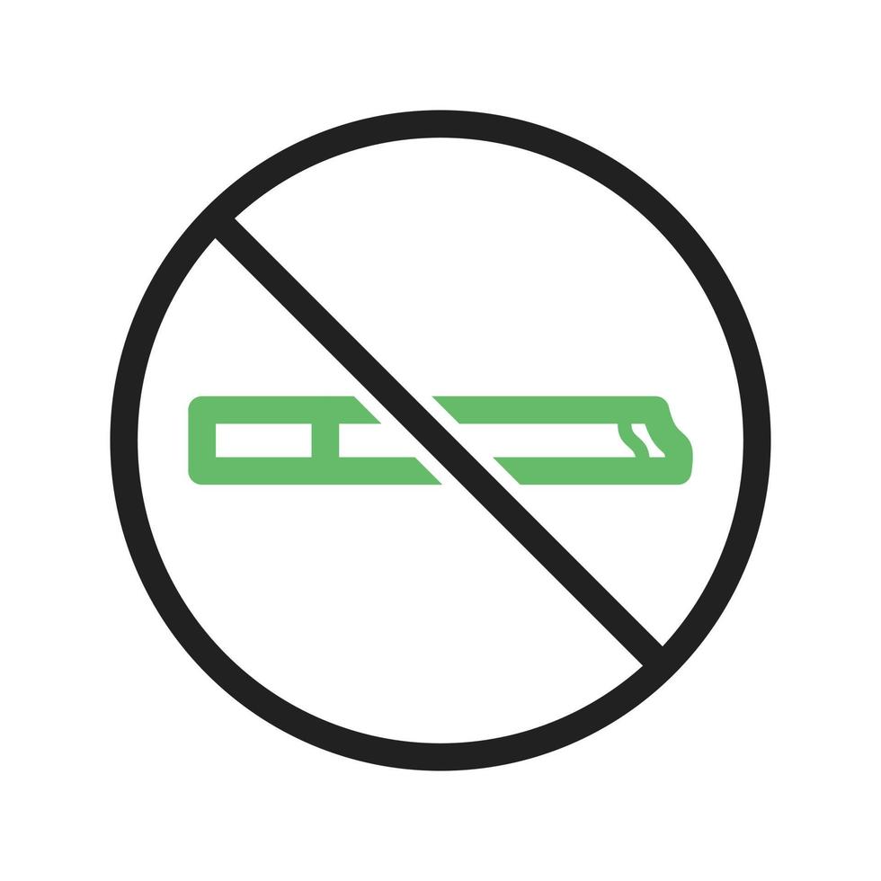 línea de señal de no fumar icono verde y negro vector