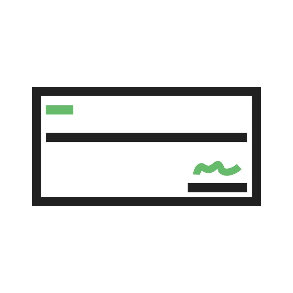 Signed Cheque Line Green and Black Icon vector