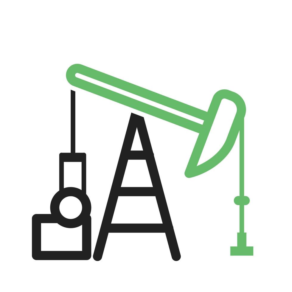 icono de línea pumpjack verde y negro vector