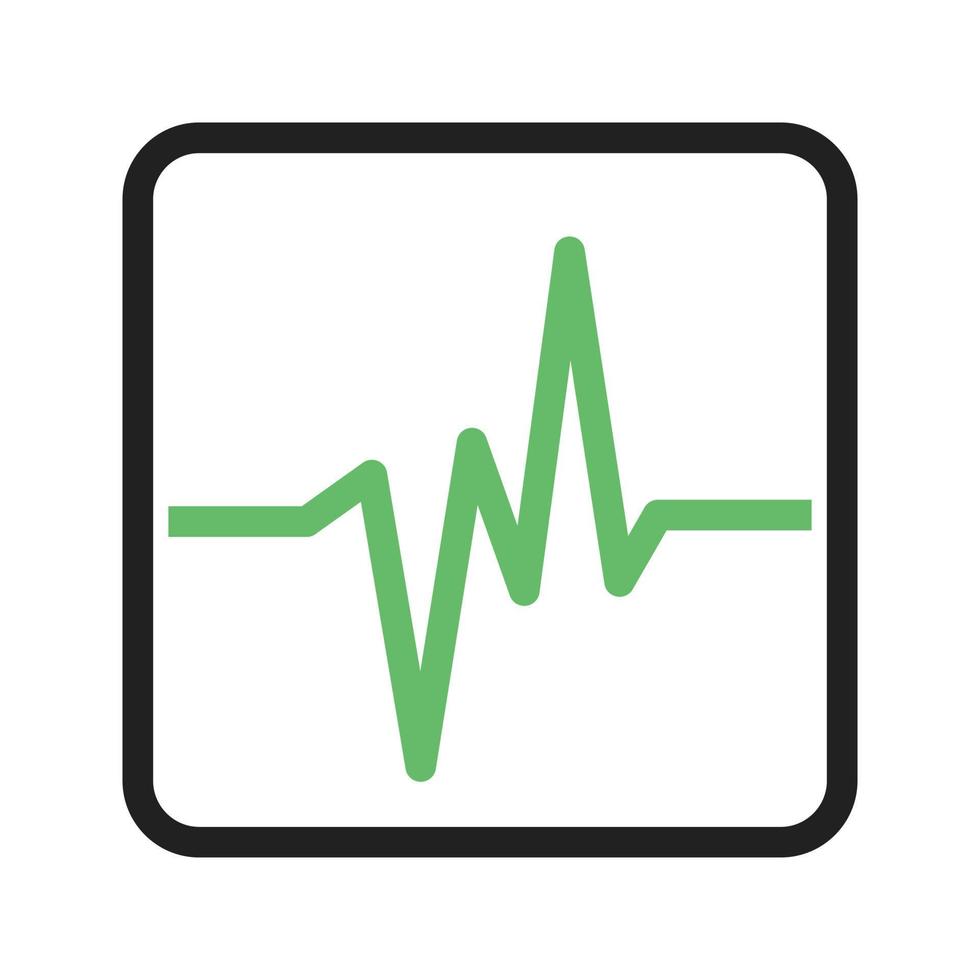 terremoto línea de lectura icono verde y negro vector