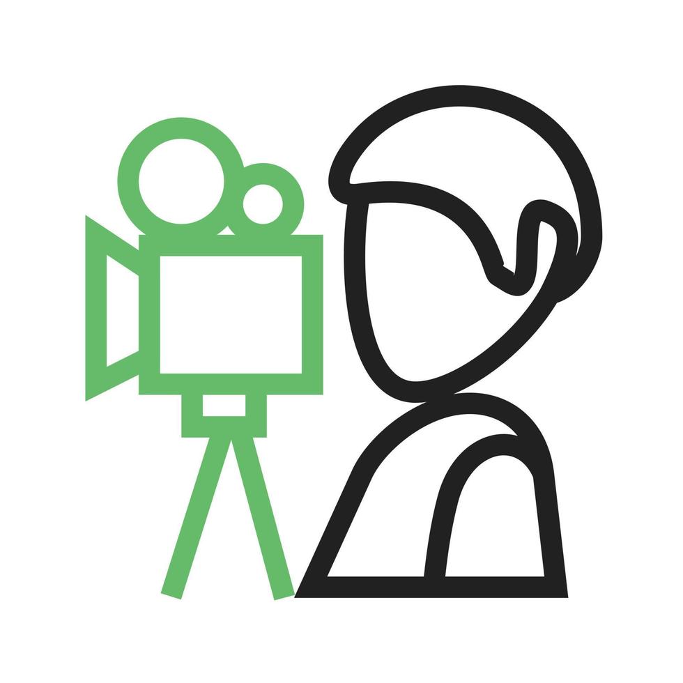 Camera Man Line Green and Black Icon vector