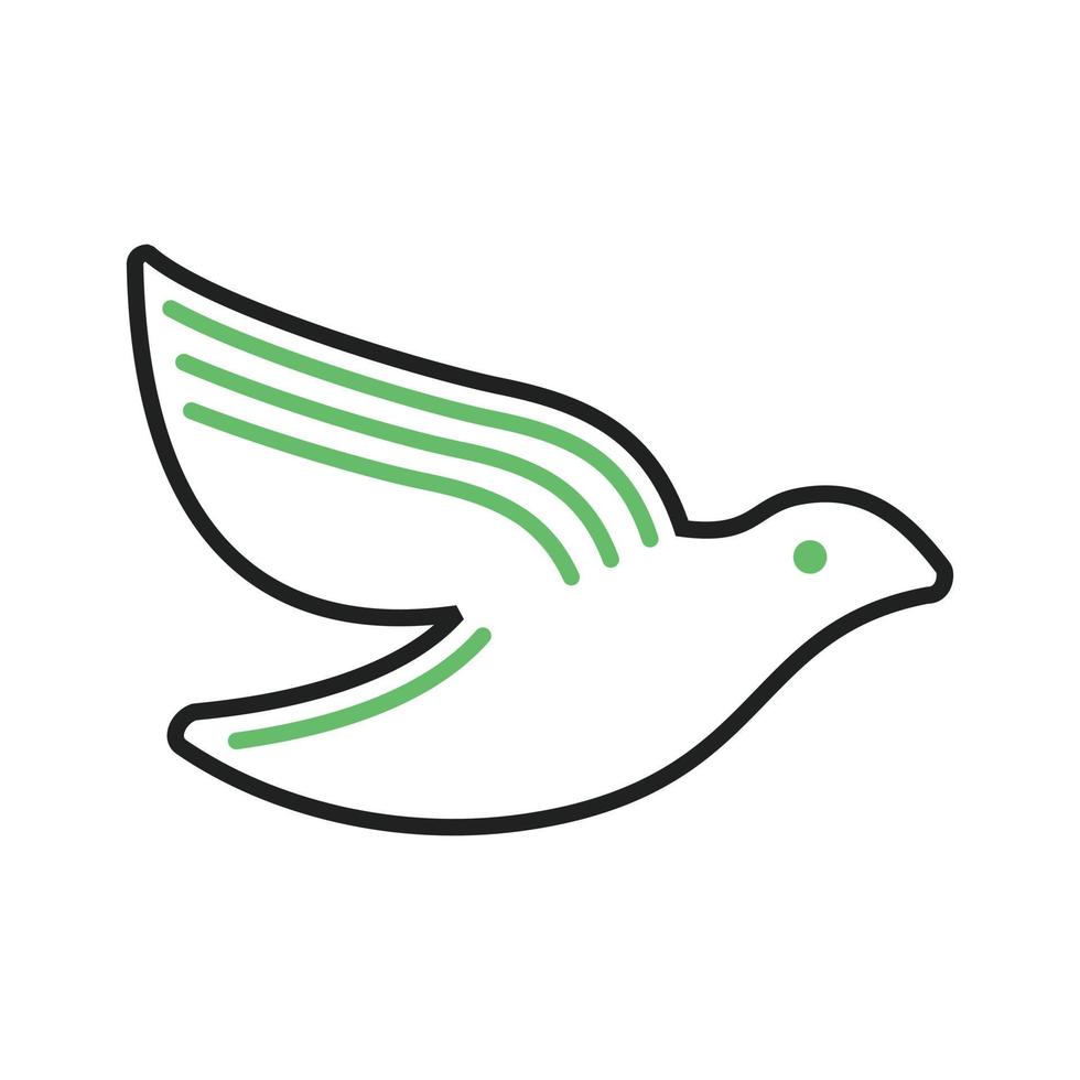 línea de paloma icono verde y negro vector