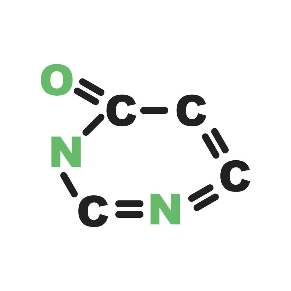 línea de fórmula química icono verde y negro vector