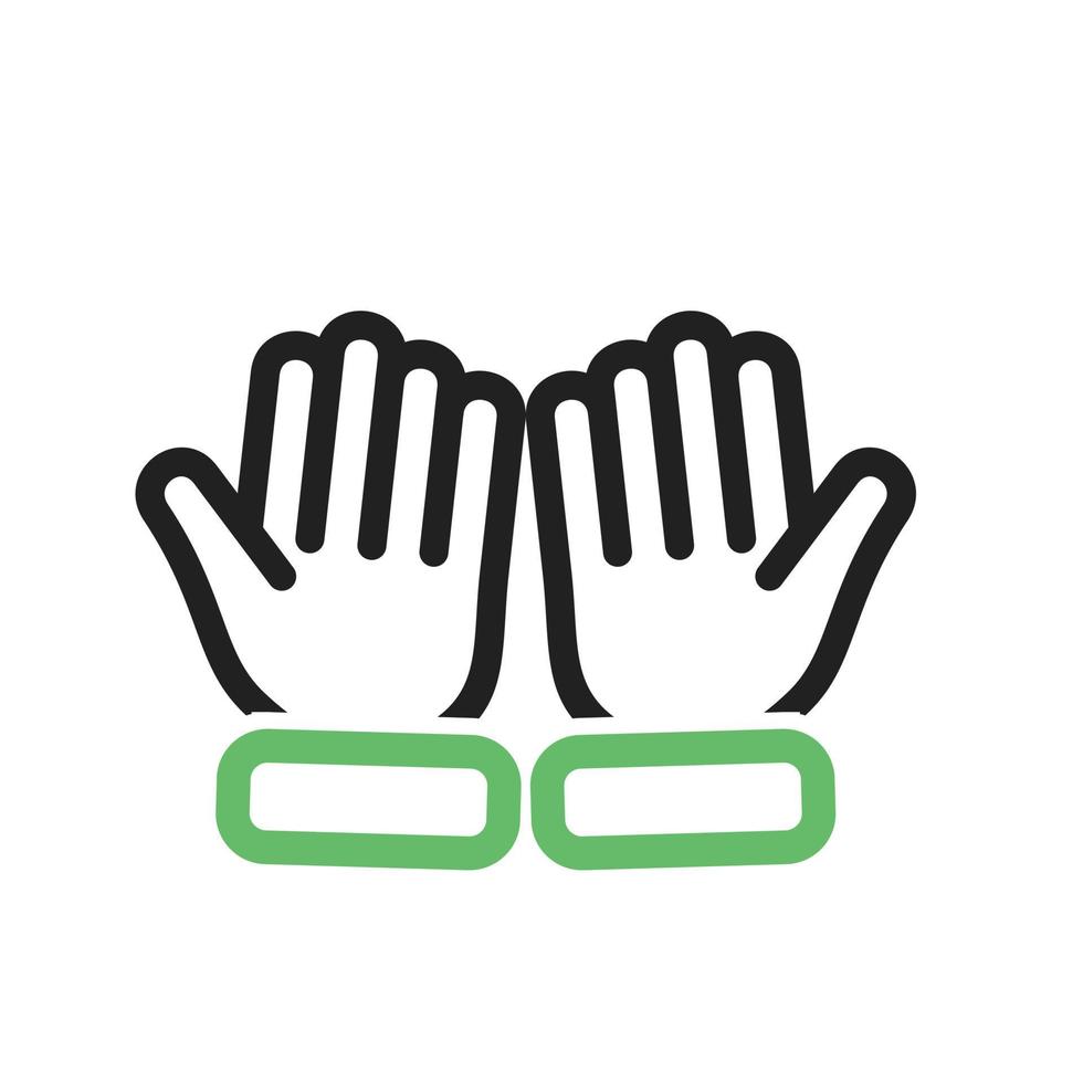 Praying Hands Line Green and Black Icon vector
